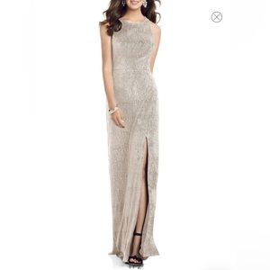 Never Worn altered to Sz 12 Dessy Collection Soho Metallic Column Gown.